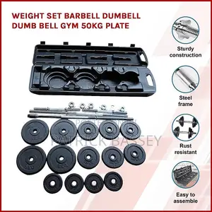 Chrome Adjustable 50kg Dumbell Set