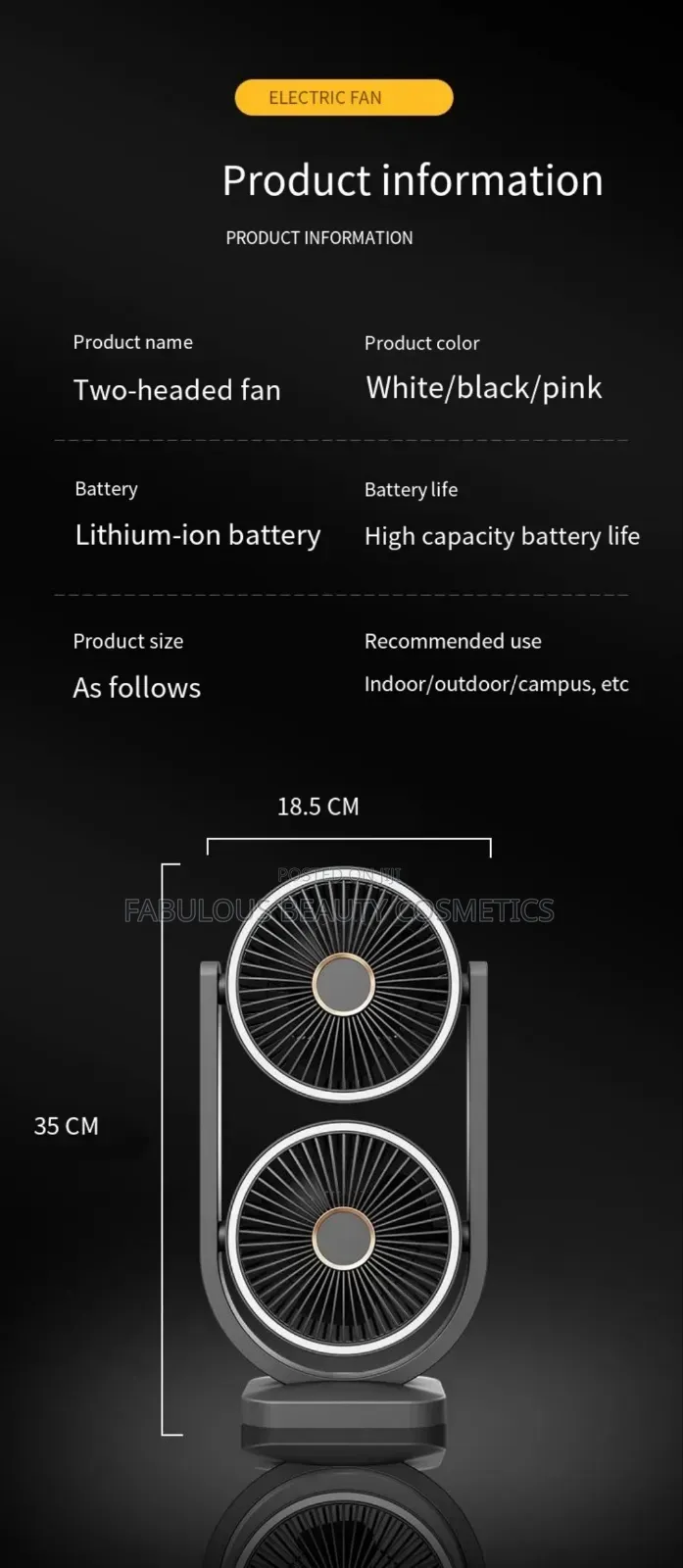Multifunctional Desktop Dual-Head Fan (Fs-29)