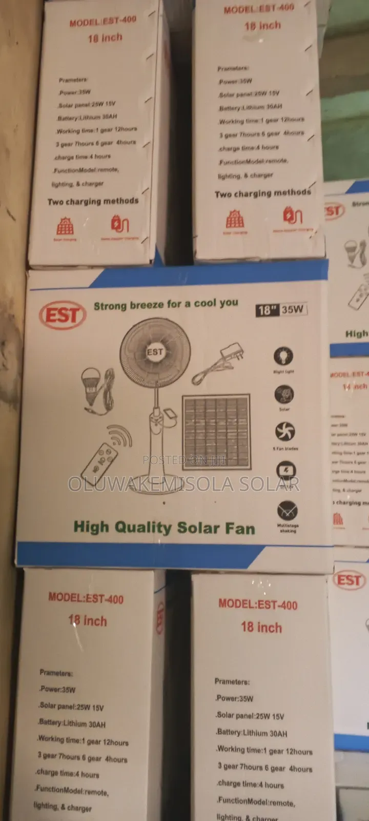 18 Inches Rechargeable Solar Fan