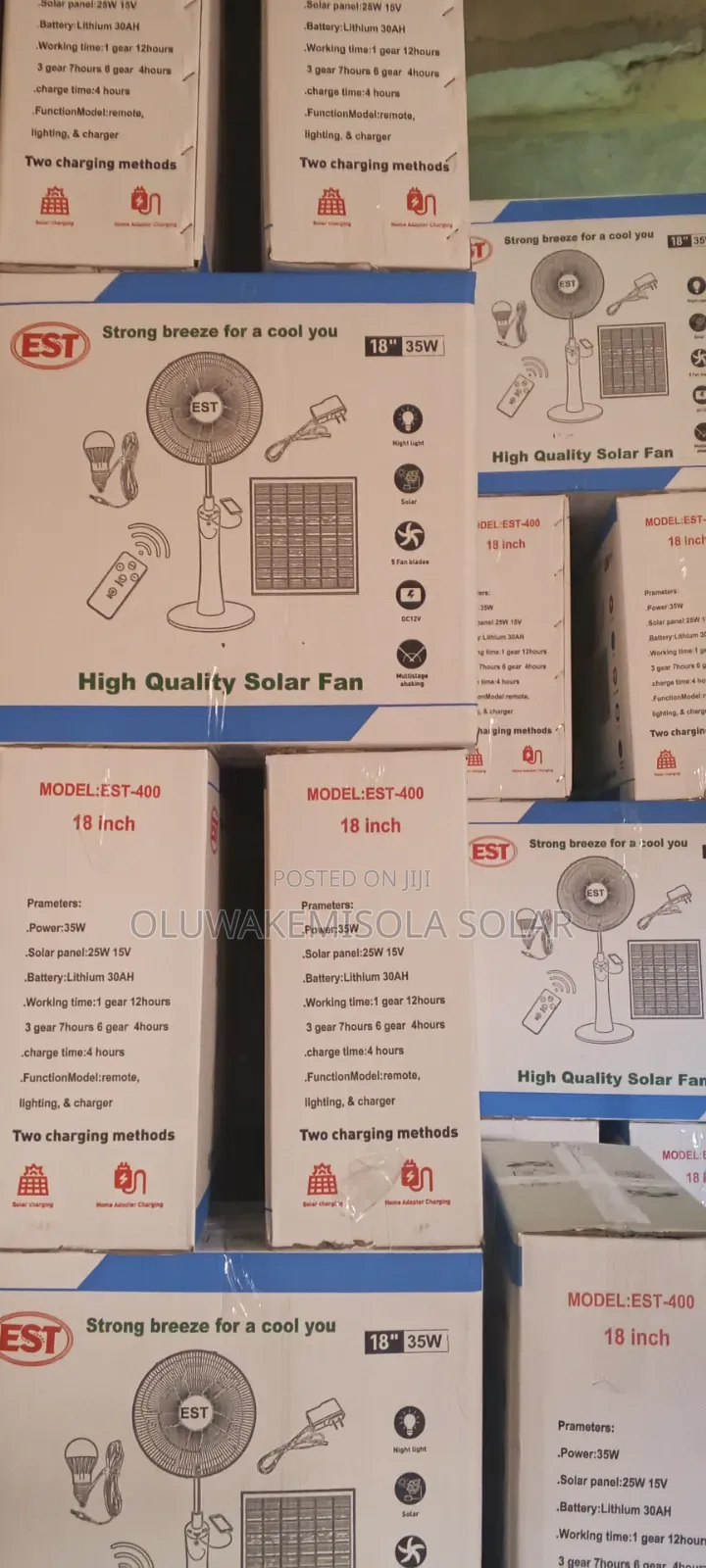 18 Inches Rechargeable Solar Fan