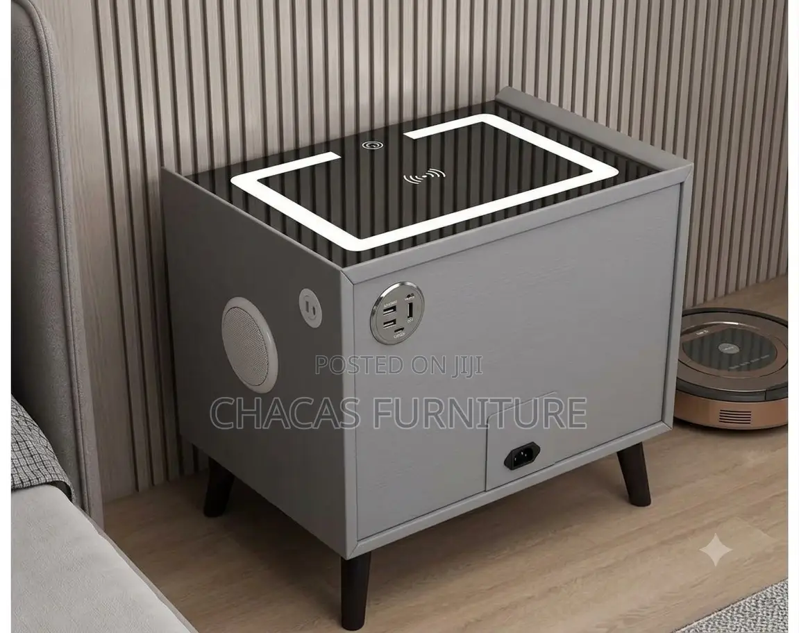 Premium Smart Nightstand With Bluetooth Speaker – Sleek Grey