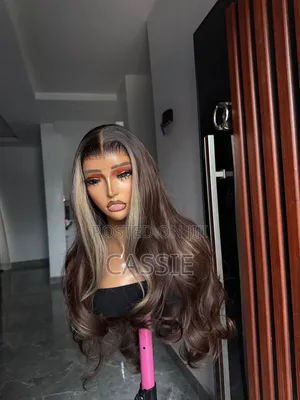 24 Inch Brown Blonde Highlight Body Wave Frontal Wig 200% Human Hair
