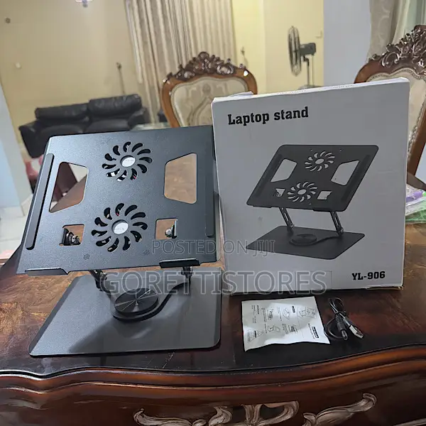 360 Degrees Rotational Metal Laptop Stand With Usb Fan