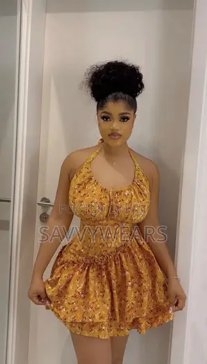 Short Chiffon Gown With Gathers