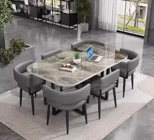 High Classic Luxury Marble Table Dining Six With Chairs