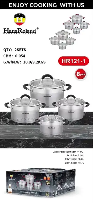 Original Haus Roland 4-Pot Cookware Set With Glass Lids