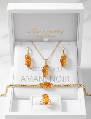 Korean-Inspired Amber Gold Jewelry Set