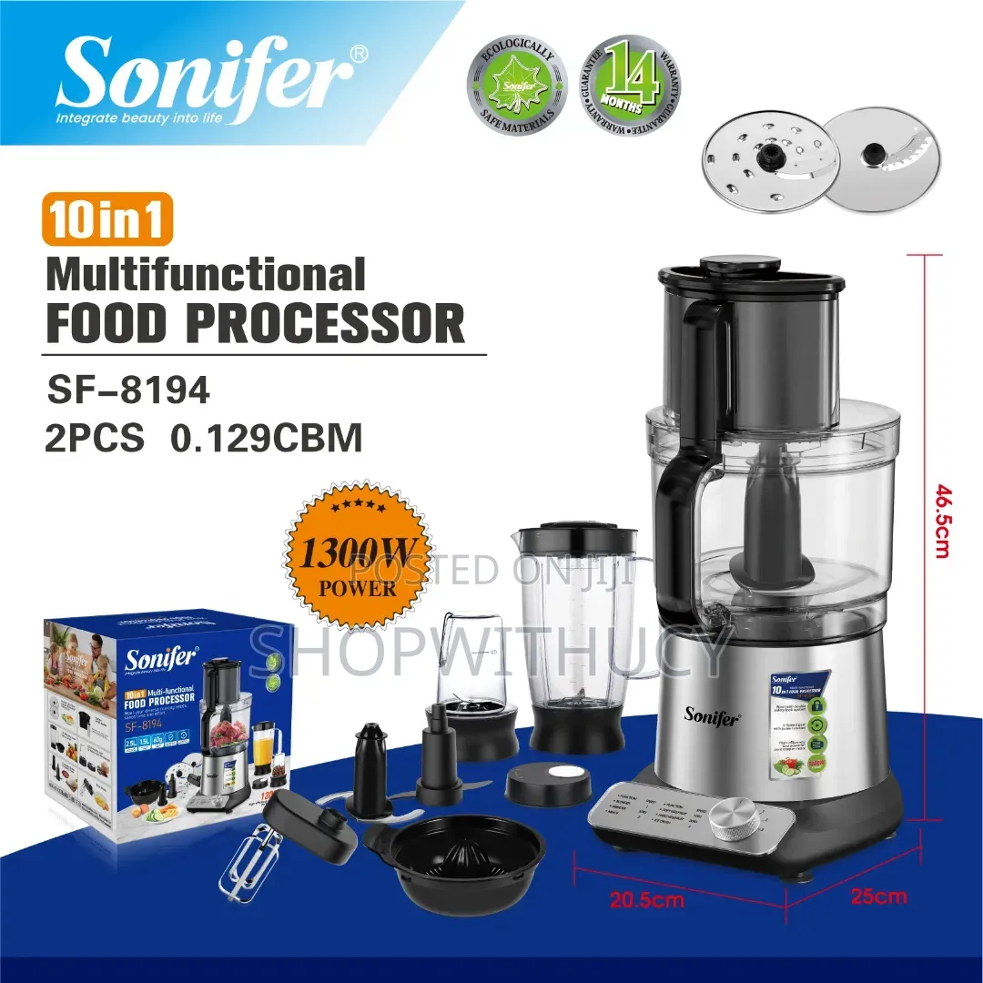 Sonifer 10-in-1 Multi-Functional Food Processor With Citrus Press.