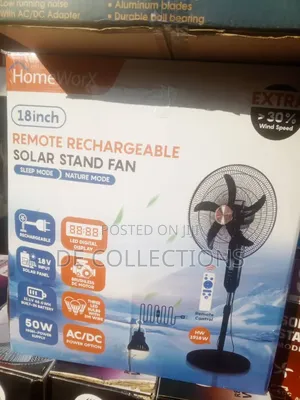 Homeworx 18inch Solar Standing Fan With 30w Solar Panel