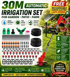 Ultimate Farm Garden Deal – 30m Irrigation Set + Free Lawn Mower!
