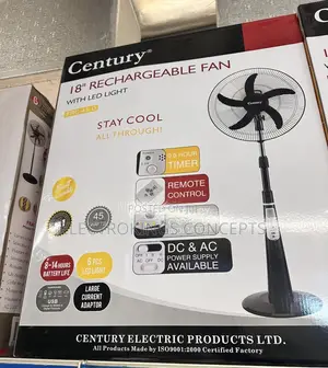 Century 18" Rechargeable Standing Fan With Remote Control FRC-45-D