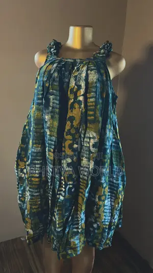 Adire Ruffle Hand Gown (Short)