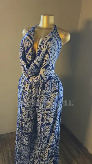 Adire Cowl Neck Backless Two Piece