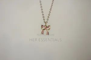 Cute Pink Bow Pendant Necklace for Women | Elegant Fashion Jewelry