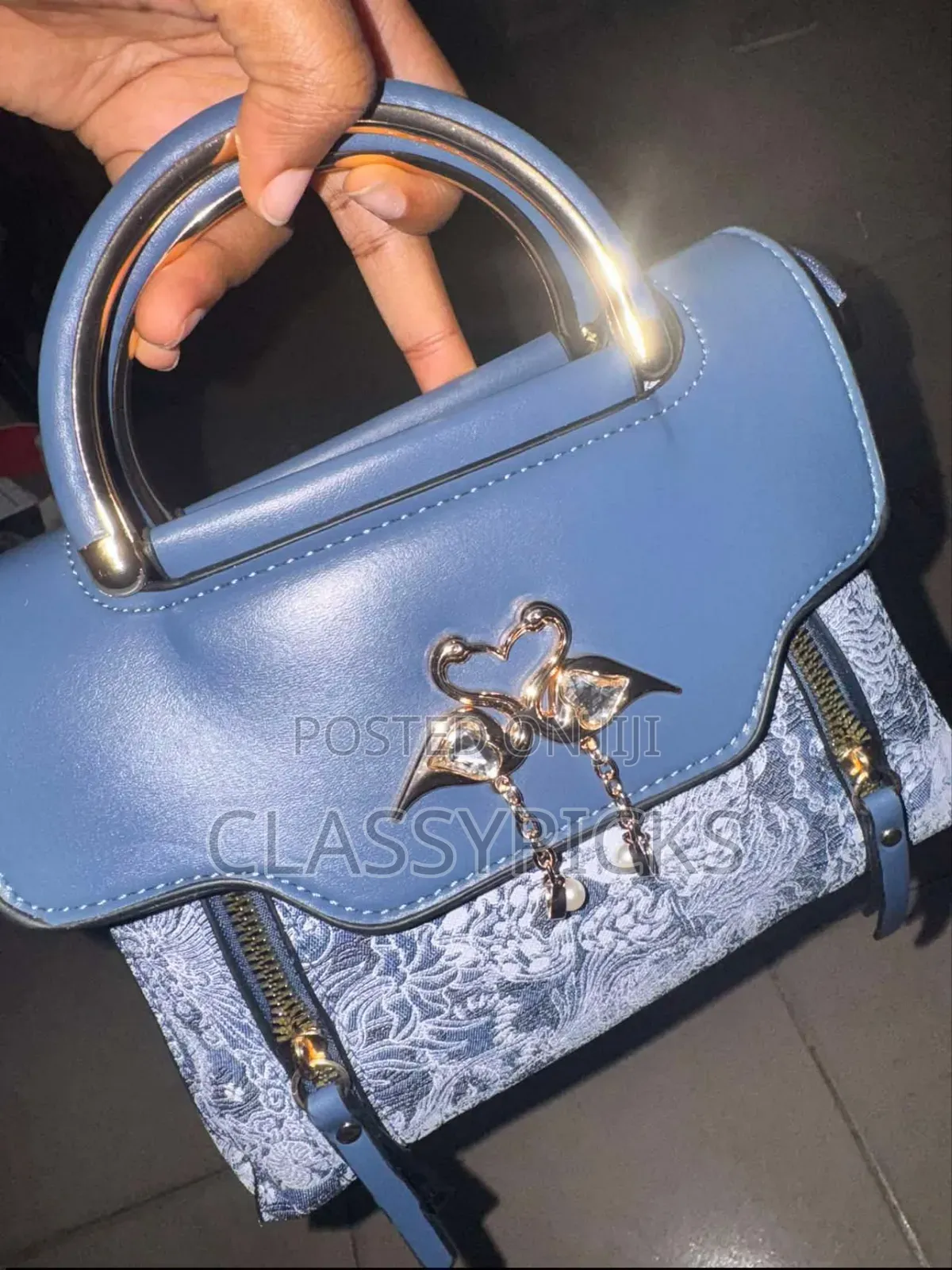 Blue Swan Decor Handbag