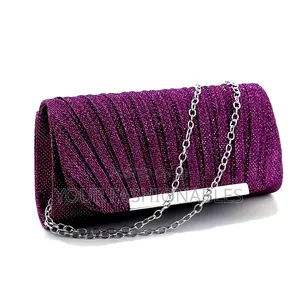 Burgundy/ Wine Pleated Party Clutch Purse