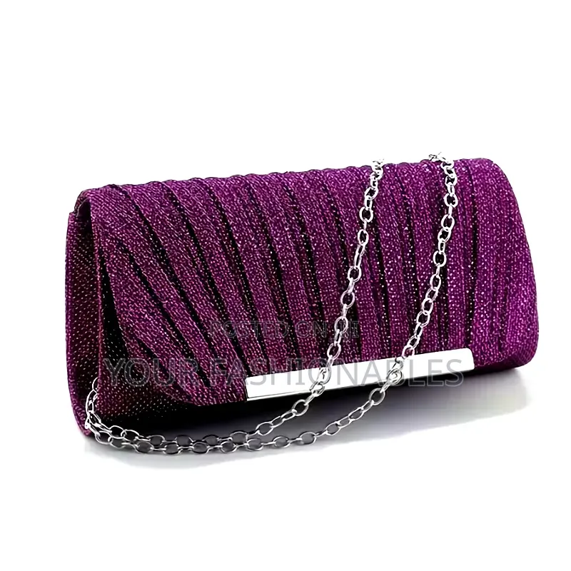 Burgundy/ Wine Pleated Party Clutch Purse