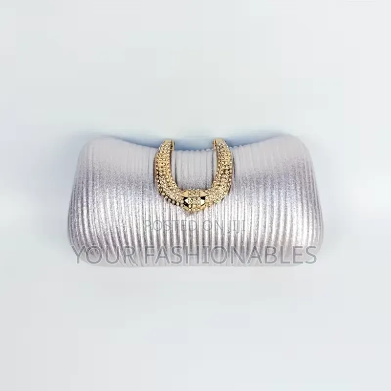 Elegant Pink With Gold Clasp Clutch Purse