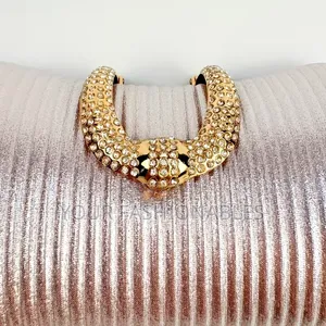 Elegant Pink With Gold Clasp Clutch Purse