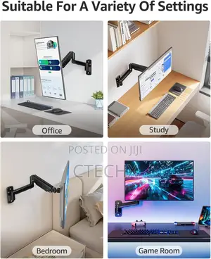 Single Monitor Wall Mount For 17-34" Screen, Adjustable Monitor Arm