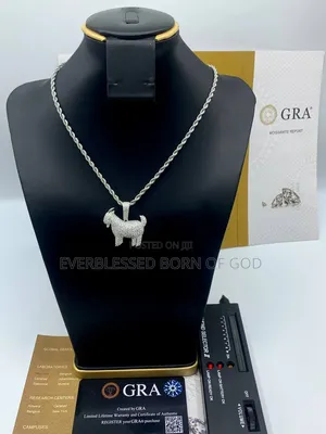 VVS Moissanite Diamond Goat Pendant With Tennis Neck Chain in Store