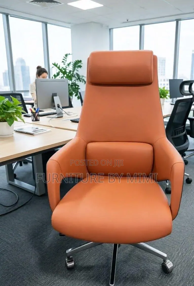 Imported High-Back Executive Office Chair With Lumbar Support – Tan