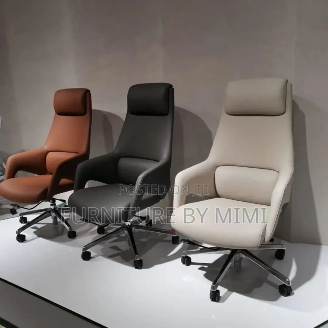 Imported High-Back Executive Office Chair With Lumbar Support – Tan