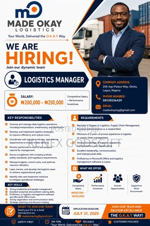 Logistics Manager and Dispatch Rider's