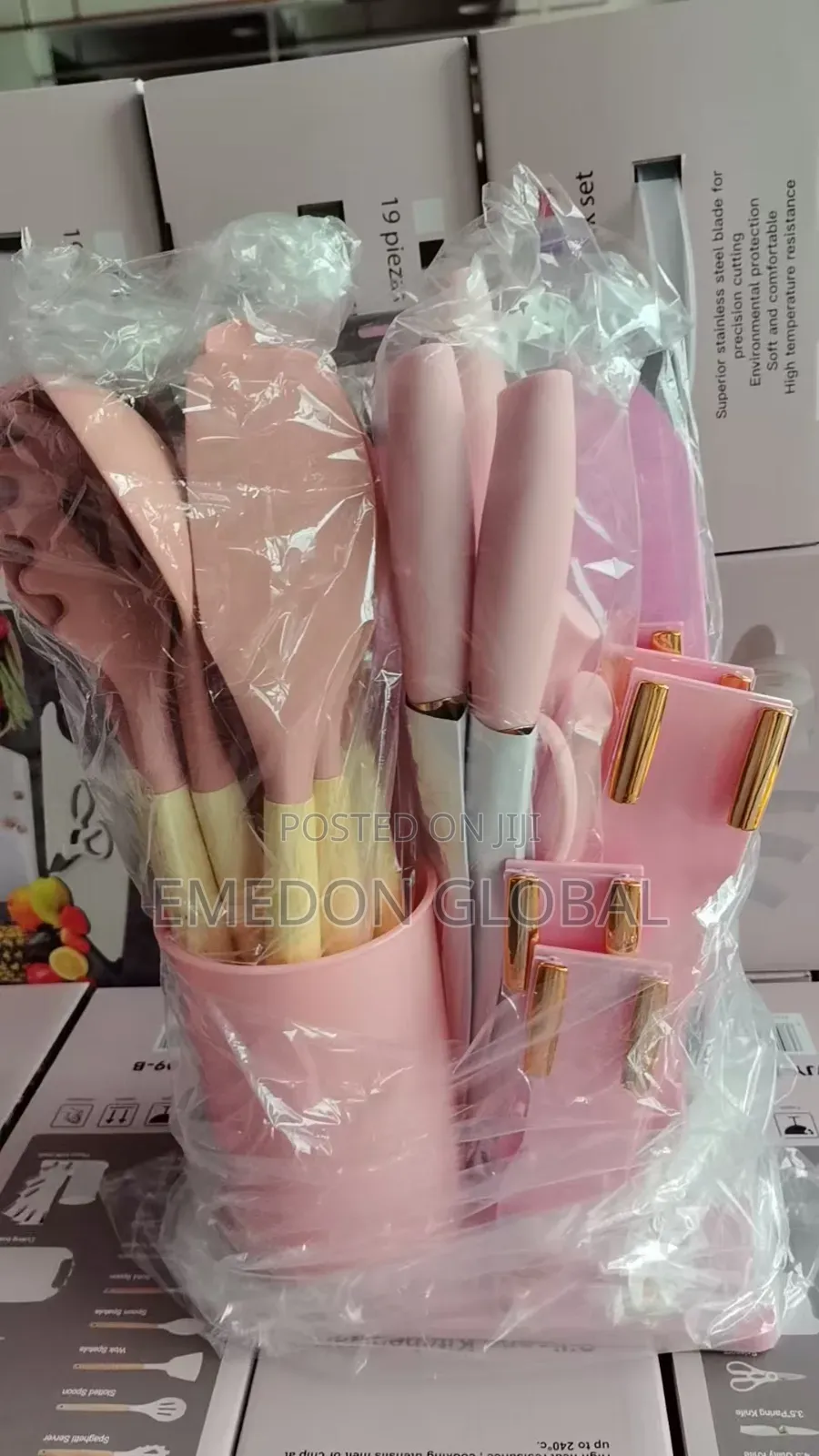 Pink Silicone Kitchen Utensil Set