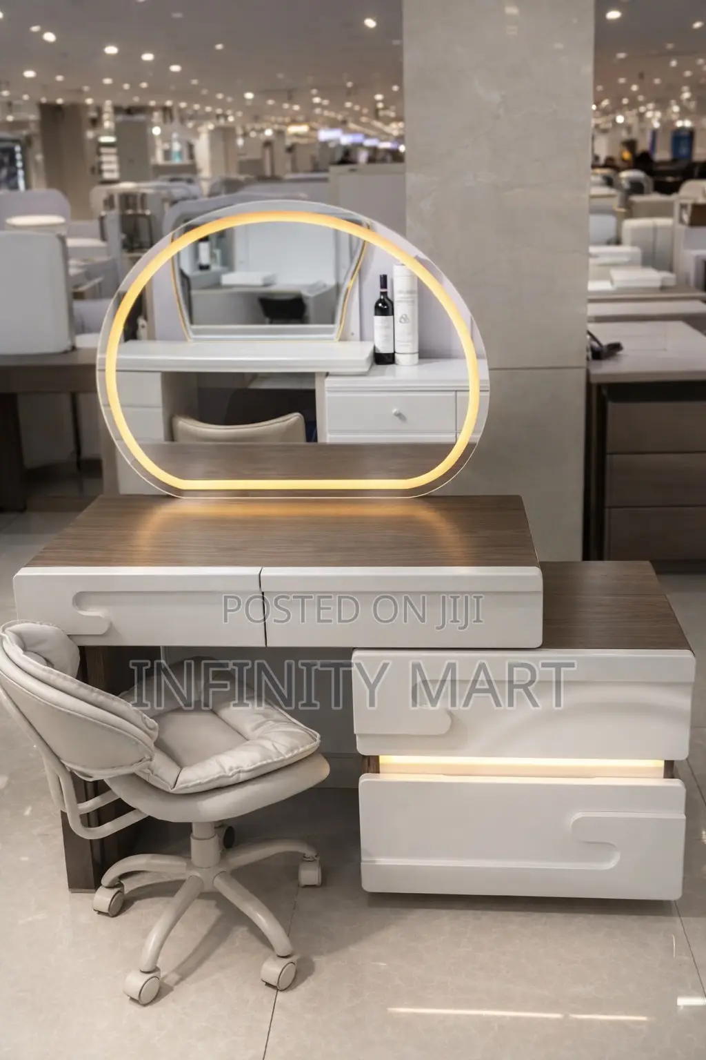 Sleek White Dressing Mirror