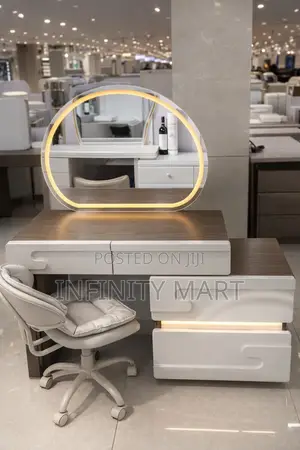 Sleek White Dressing Mirror