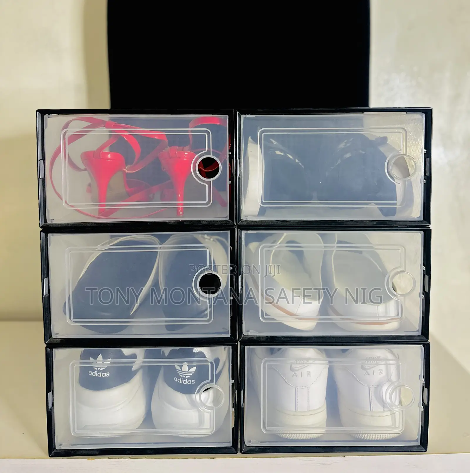 6pcs Stackable Clear Shoe Storage Boxes - Plastic Sneaker Organizer