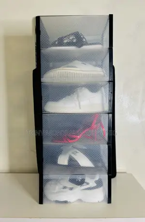 6pcs Stackable Clear Shoe Storage Boxes - Plastic Sneaker Organizer