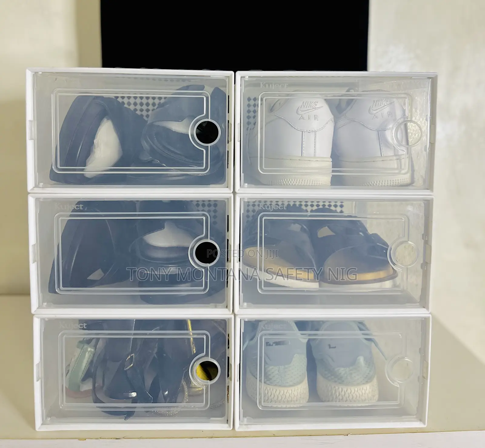 6pcs Stackable Clear Shoe Storage Boxes - Plastic Sneaker Organizer