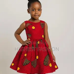 Red Yellow African Print Short Gown