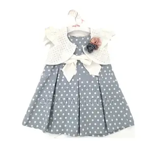 2pcs Polka Dot Dress With White Jacket