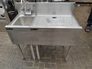 Commercial Stainless Steel Underbar 1-Bowl Sink With Large Drainboard