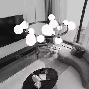 Nordic Circular Magic Bean Glass Ball Pendant Lamp for Living Room.