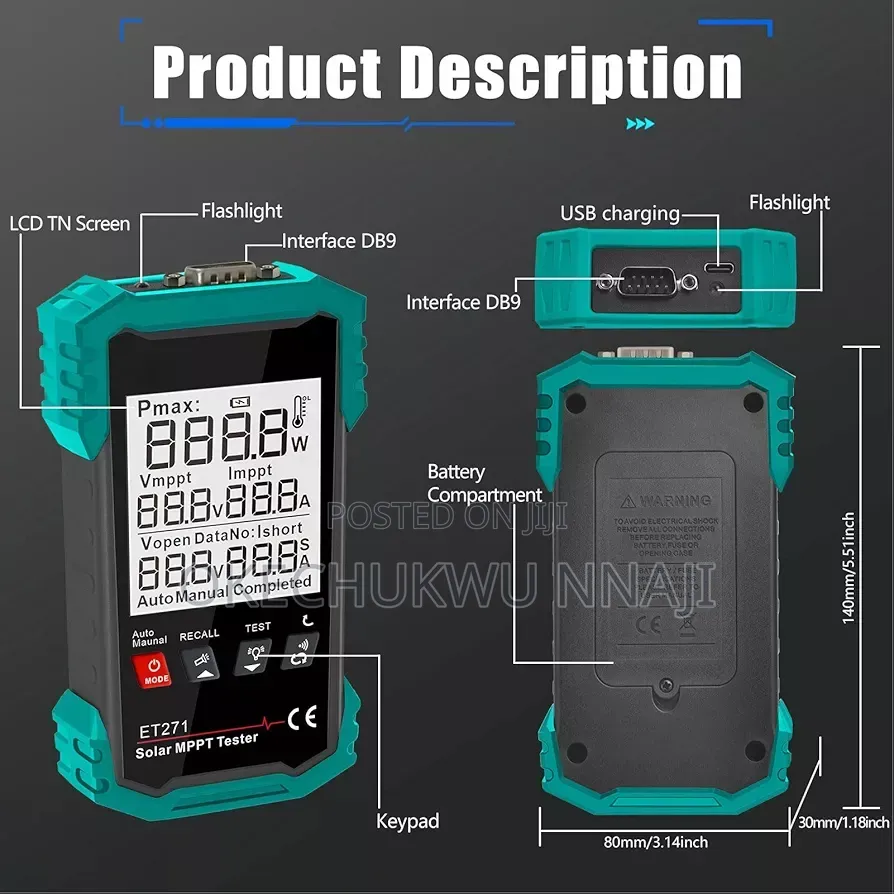 2000w Solar Panel Tester, Abs Material With LCD Display
