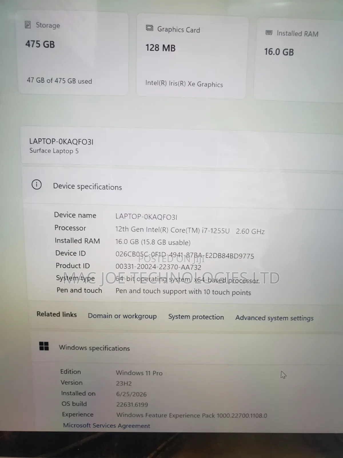 Laptop Microsoft Surface Laptop 5 16GB Intel Core i7 SSD 512GB