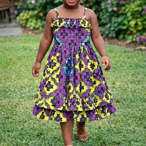 Girls African Print Ruffle Dress