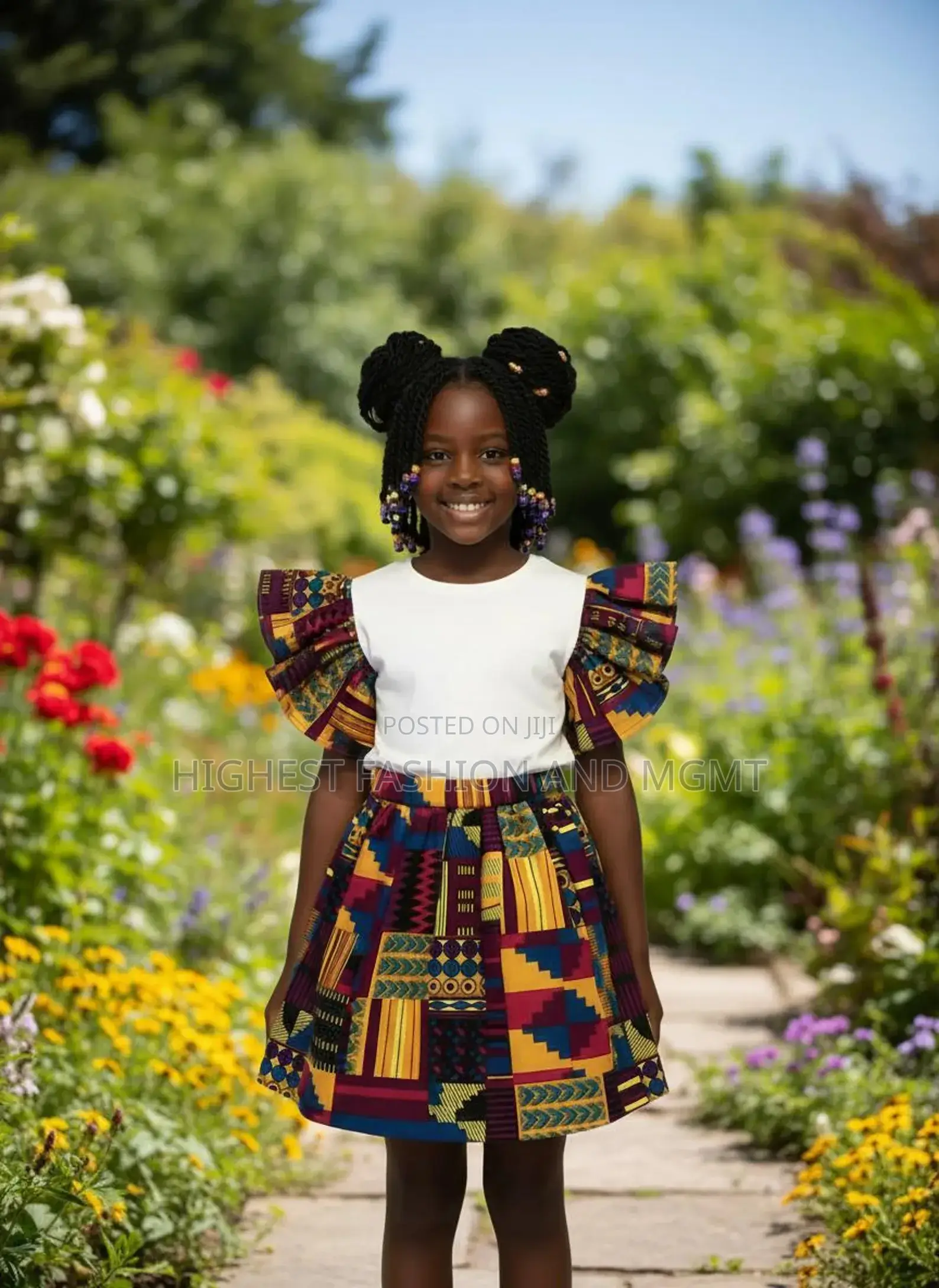 African Print Top and Skirt Set