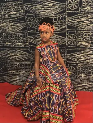 Handmade African Print Girl's Long Dress