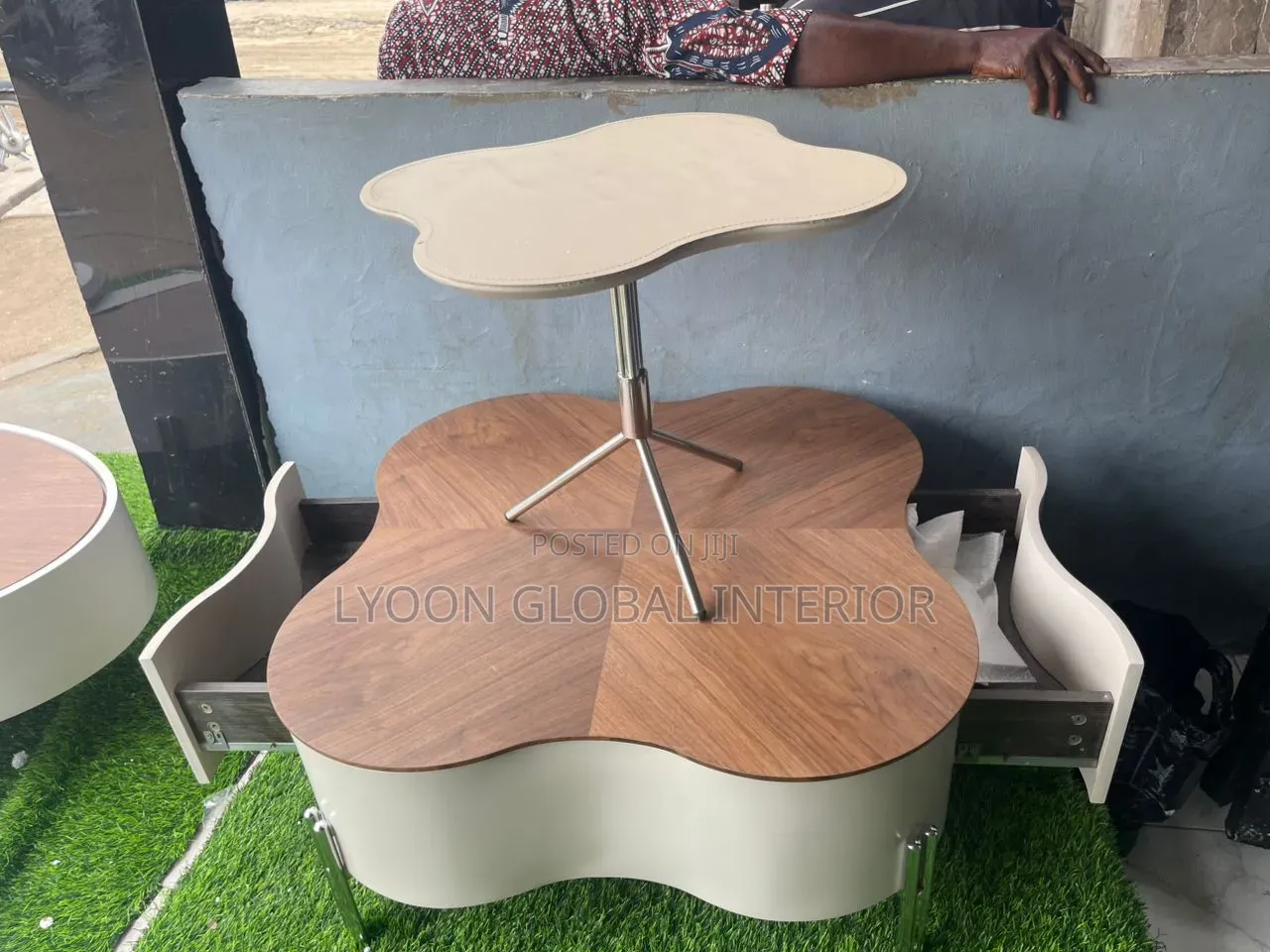 Biomorphic Wooden Center Table