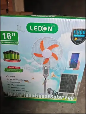 16” Ledon Rechargeable Solar Standing Fan Multi-Functional