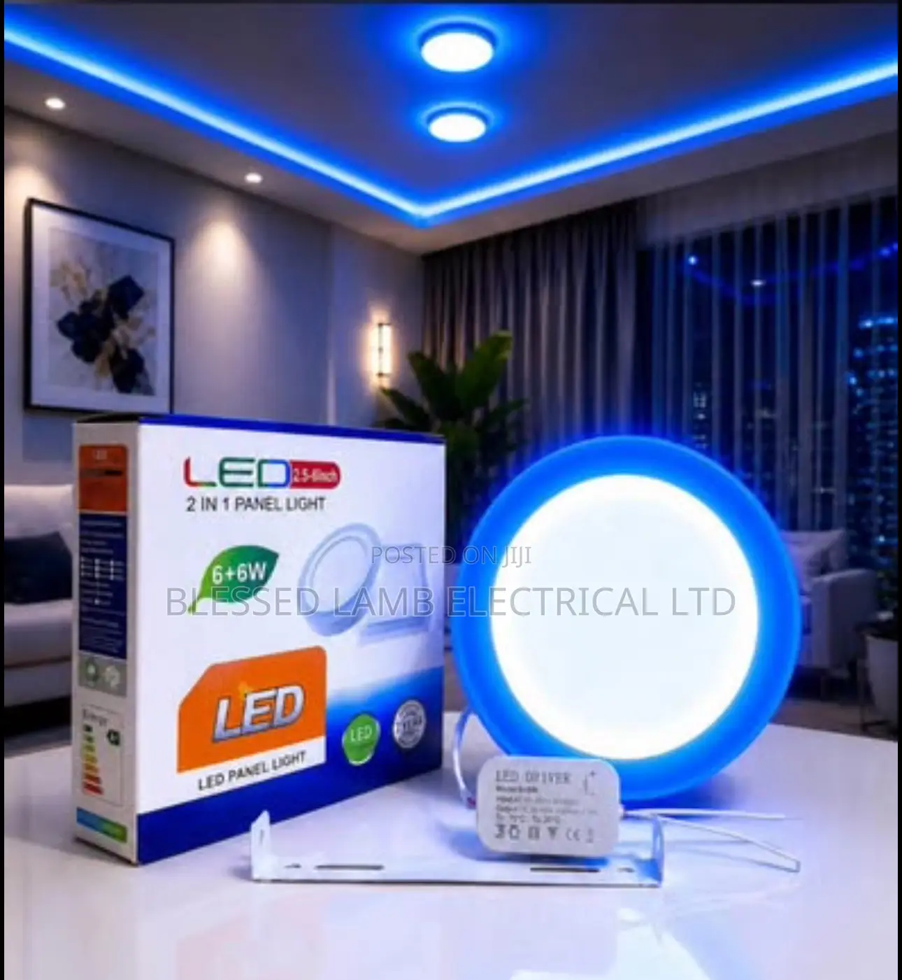 Modern 2-in-1 Blue Led Panel Ceiling Light – 6+6w