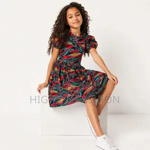 Kids Ankara Puff Sleeve Dress