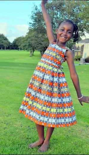 African Print Full Skirt Dress in Aztec Print