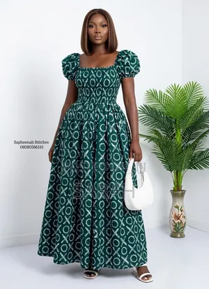 Ankara Smocked Bodice Maxi Dress