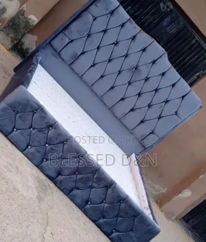 Clean Grey Colour Upholstery Padded Bed Frame